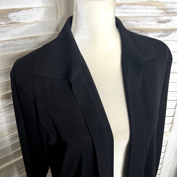 MISOOK Women's Size Petite Large Open Front Collared Knit Blazer Black Career - Picture 6 of 12